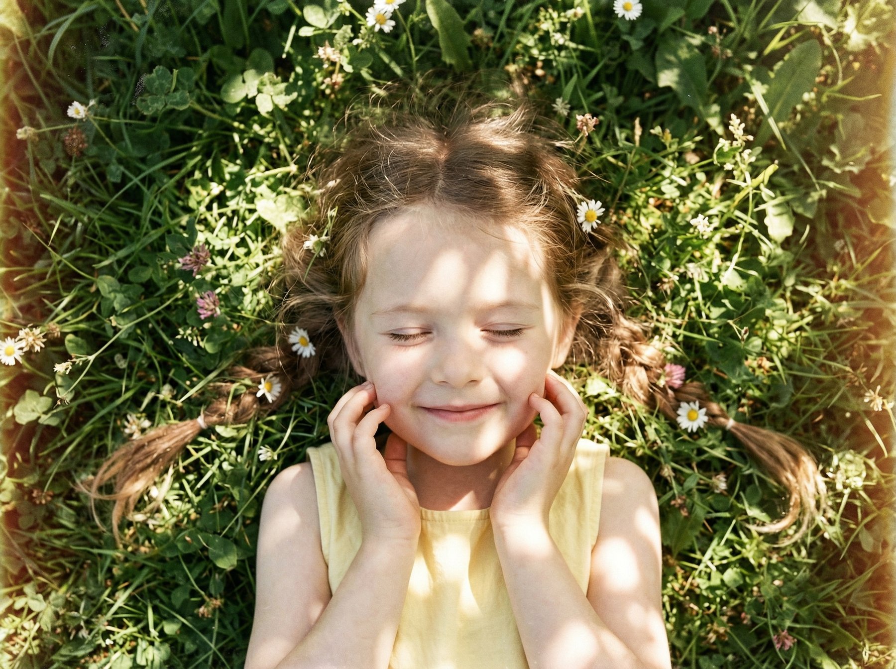 Child in wildflowers