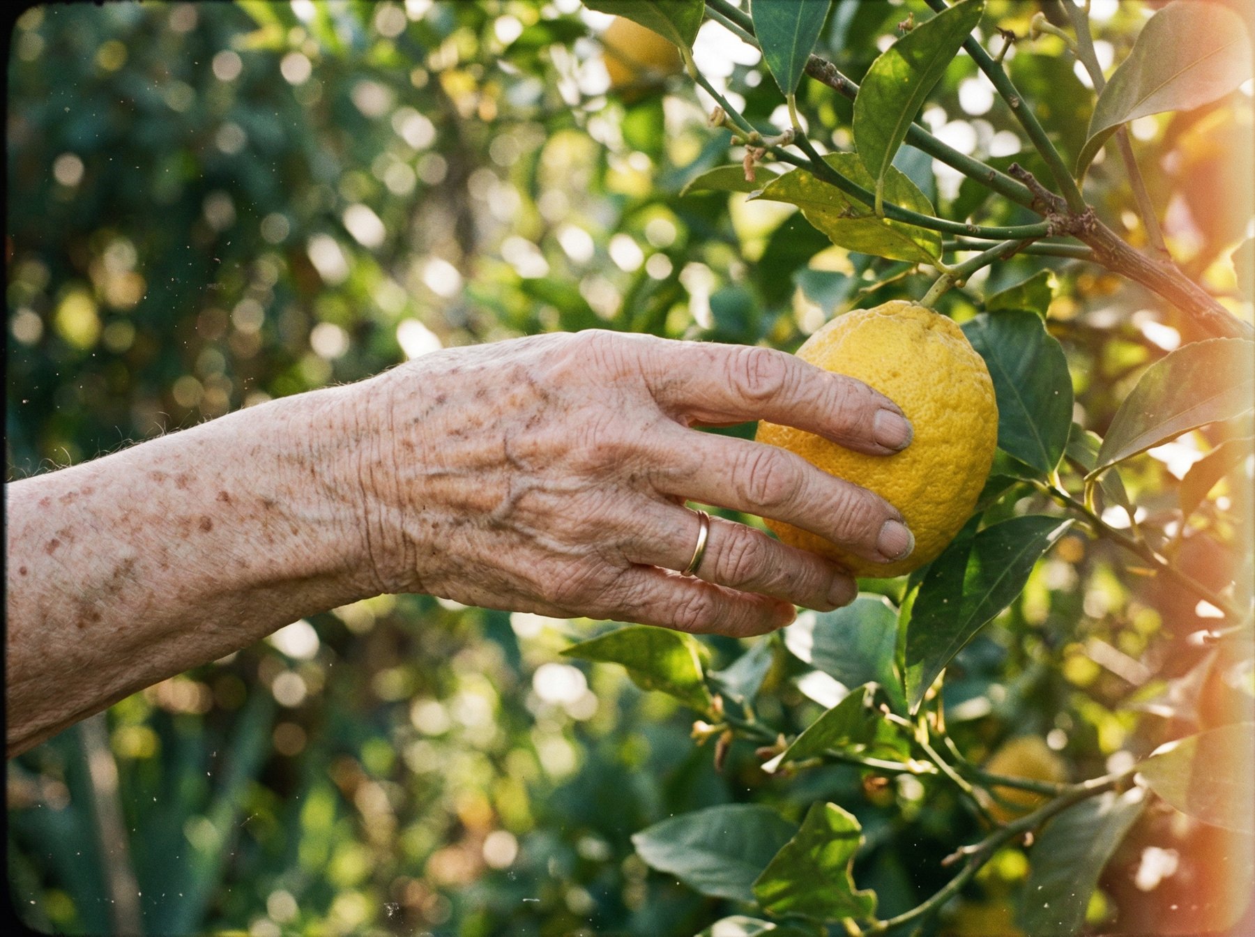 Hand on lemon